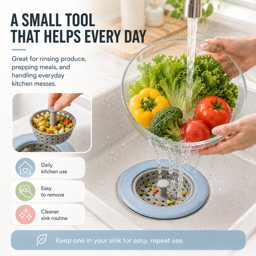 Reusable Kitchen Sink Drain Strainer – Silicone Rim Food Scrap Catcher
