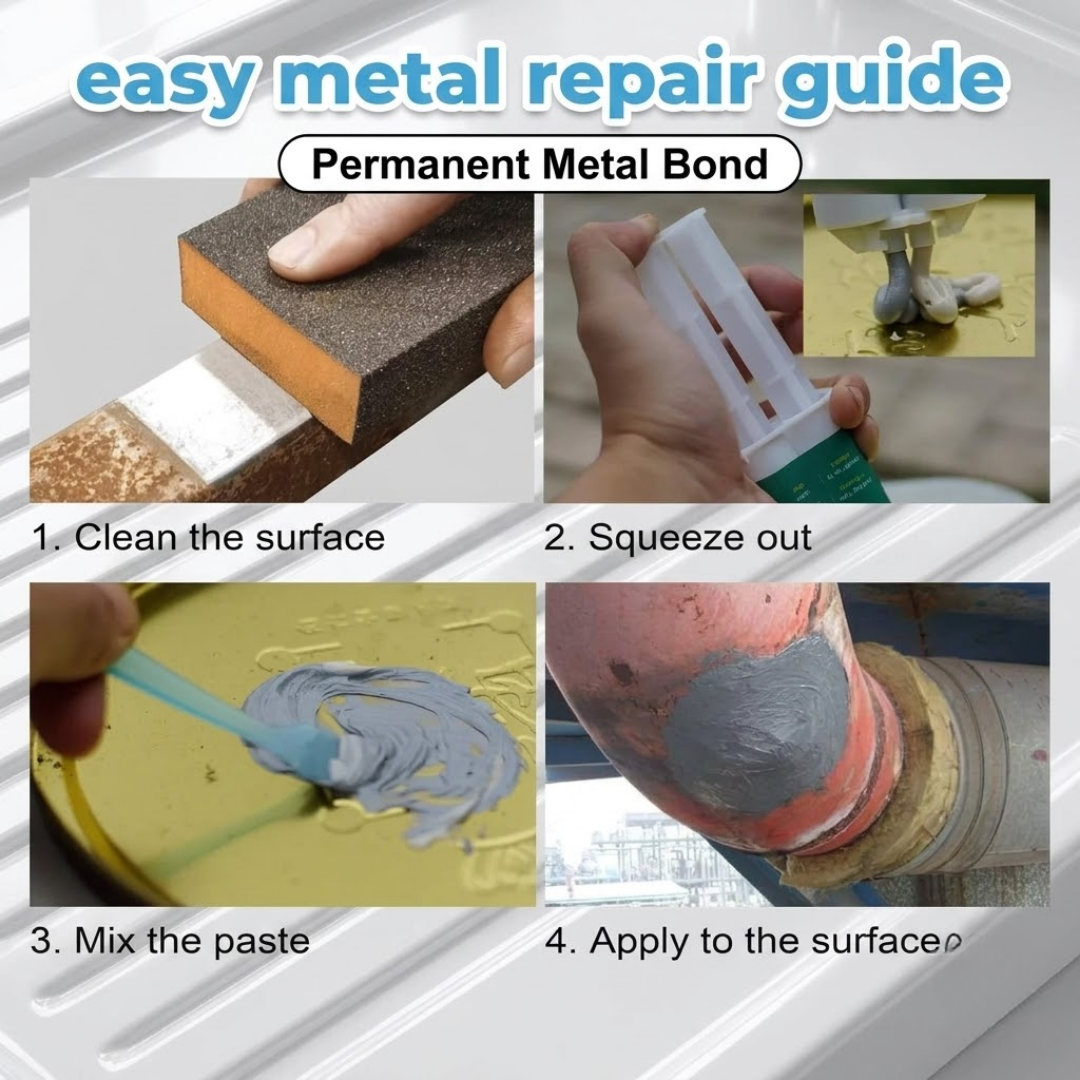 Heavy-Duty Industrial Metal Caster Glue | Waterproof AB Glue Repair Agent for Stainless Steel, Copper & Aluminum Sealant