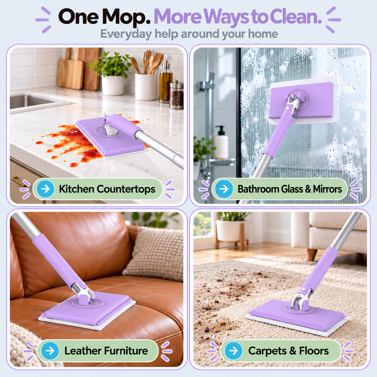 Ultra-Glide 360° Clip-On Mop | Electrostatic Dusting & Hands-Free Towel Release