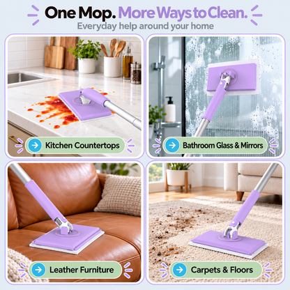 Ultra-Glide 360° Clip-On Mop | Electrostatic Dusting & Hands-Free Towel Release