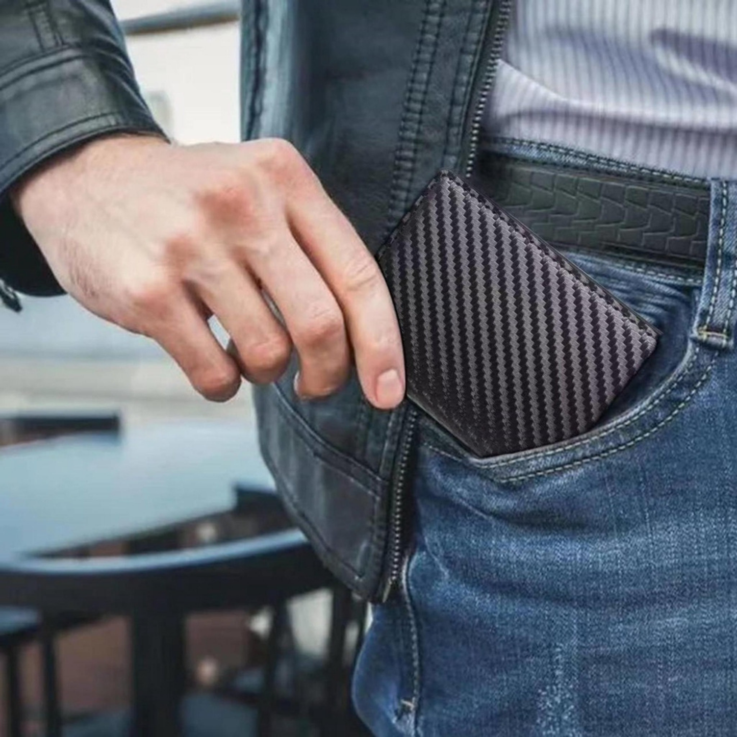 Premium RFID Anti-Theft Smart Wallet | Carbon Fiber Pop-Up Aluminum Card Holder for Men