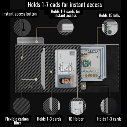 Premium RFID Anti-Theft Smart Wallet | Carbon Fiber Pop-Up Aluminum Card Holder for Men