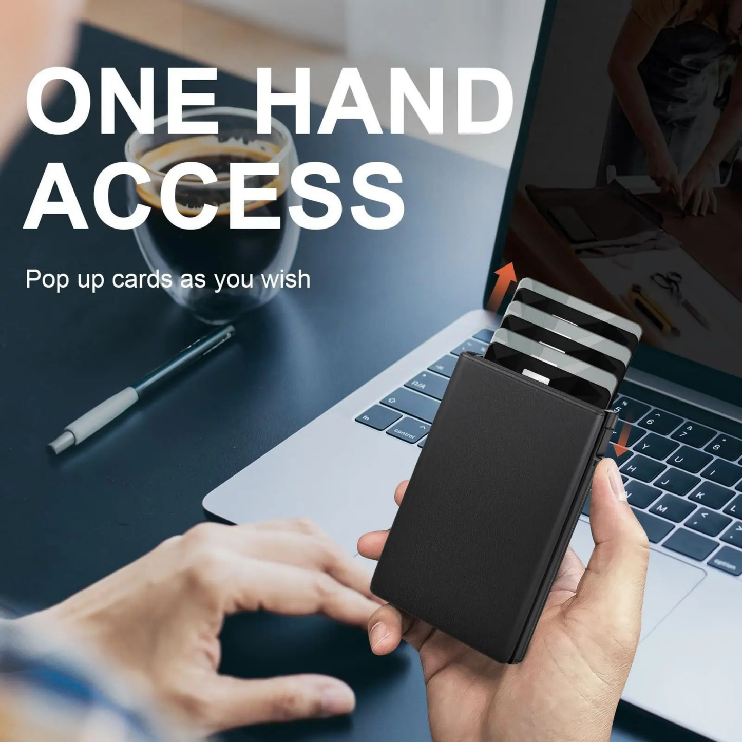 Premium RFID Anti-Theft Smart Wallet | Carbon Fiber Pop-Up Aluminum Card Holder for Men