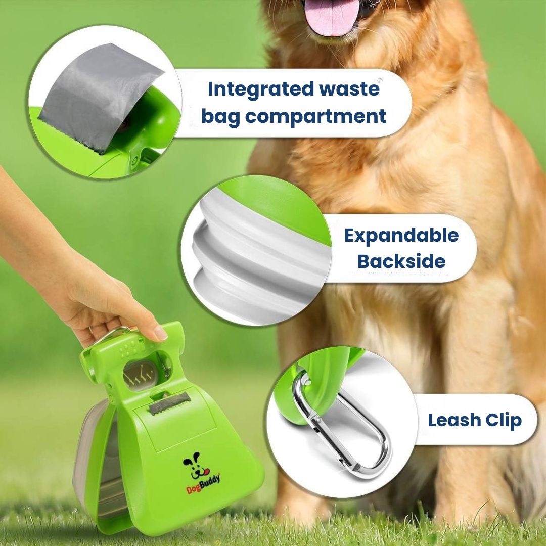 Portable Foldable Dog Waste Bag Holder with Large Mouth Clamp — Hands-Free Leash Clip for Walks & Travel