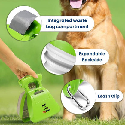 Portable Foldable Dog Waste Bag Holder with Large Mouth Clamp — Hands-Free Leash Clip for Walks & Travel