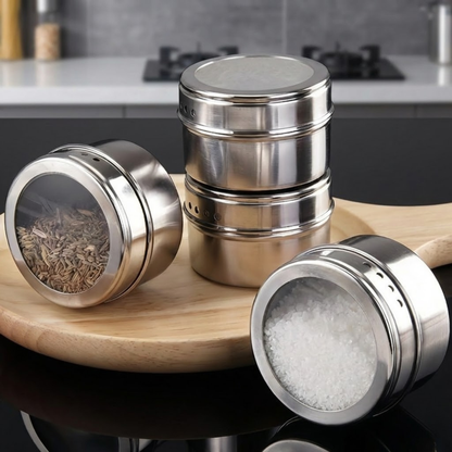 RSZZB® Stainless Steel Magnetic Spice Jars | Space-Saving Kitchen Organizer ✨