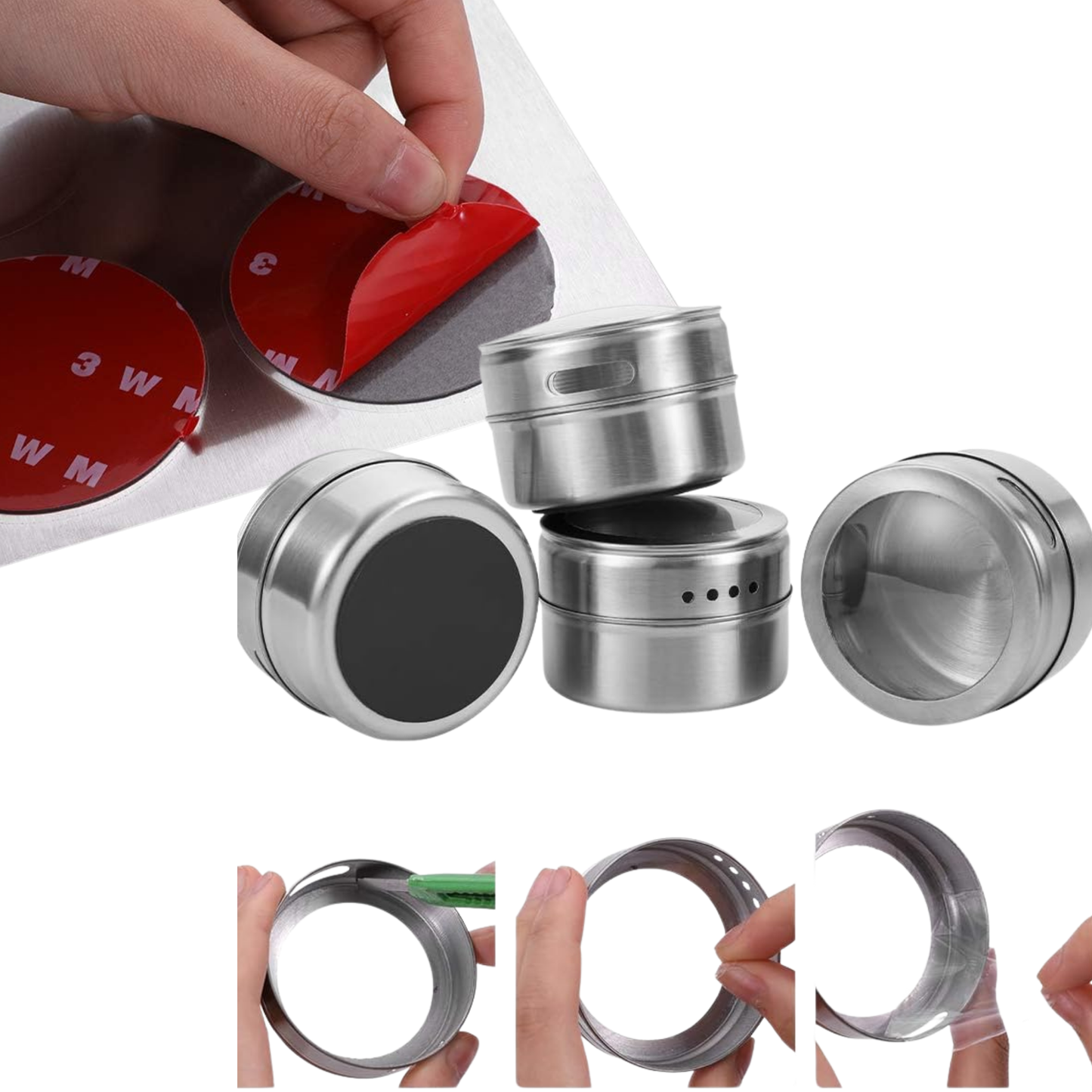 RSZZB® Stainless Steel Magnetic Spice Jars | Space-Saving Kitchen Organizer ✨