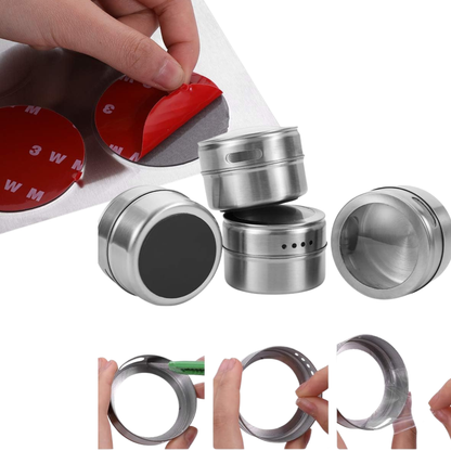 RSZZB® Stainless Steel Magnetic Spice Jars | Space-Saving Kitchen Organizer ✨