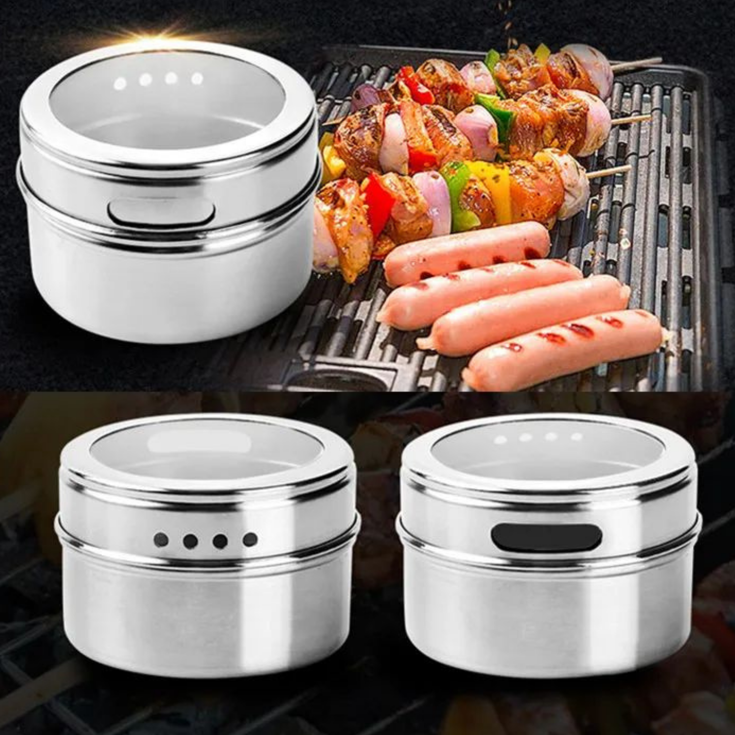 RSZZB® Stainless Steel Magnetic Spice Jars | Space-Saving Kitchen Organizer ✨