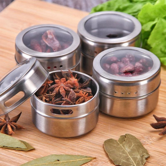 RSZZB® Stainless Steel Magnetic Spice Jars | Space-Saving Kitchen Organizer ✨