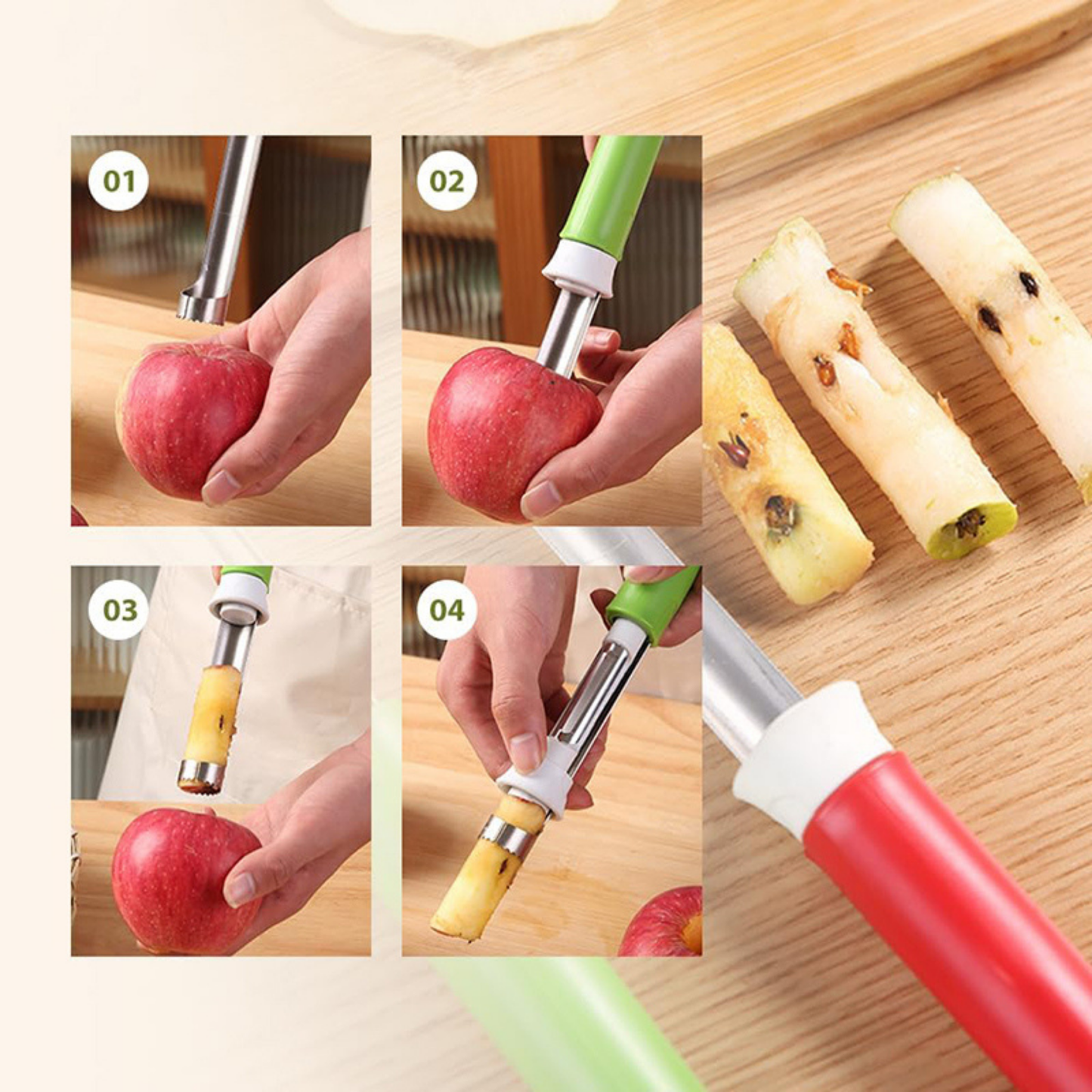 Telescopic Apple Corer Tool, Adjustable Fruit Corer for Apples, Pears & More