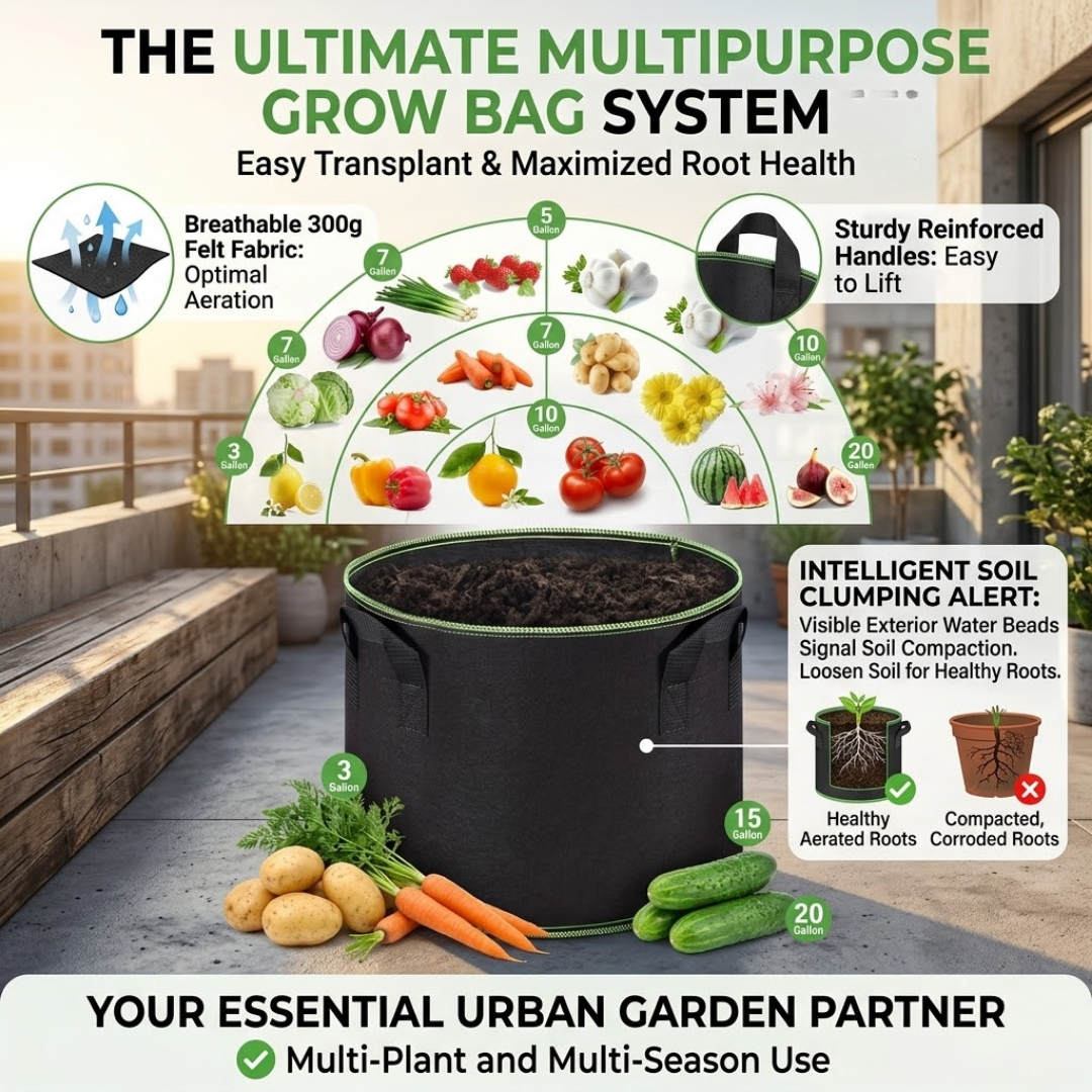 🌱 5-Pack 5 Gallon Grow Bags – Heavy Duty Aeration Fabric Pots with Handles for Vegetables, Flowers & Fruits 🪴