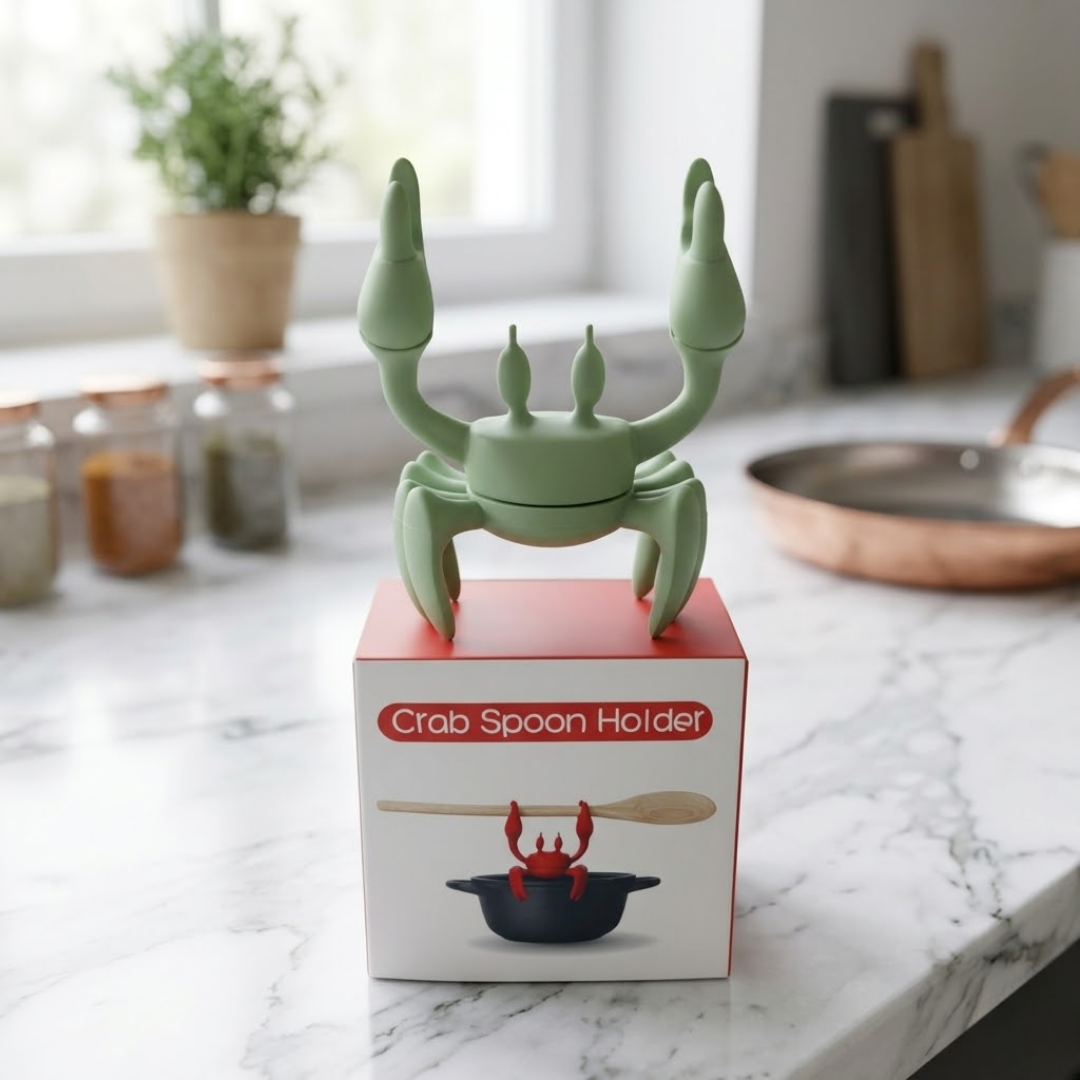 (𝙎𝙥𝙚𝙘𝙞𝙖𝙡 𝙋𝙧𝙤𝙢𝙤𝙩𝙞𝙤𝙣💖) The Crab Multitasking Spoon Rest & Pot Lid Riser | Mess-Free Kitchen Gadget
