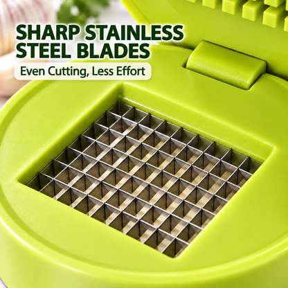 Compact Garlic Mincer Press with Stainless Steel Cutting Grid & Catch Bowl