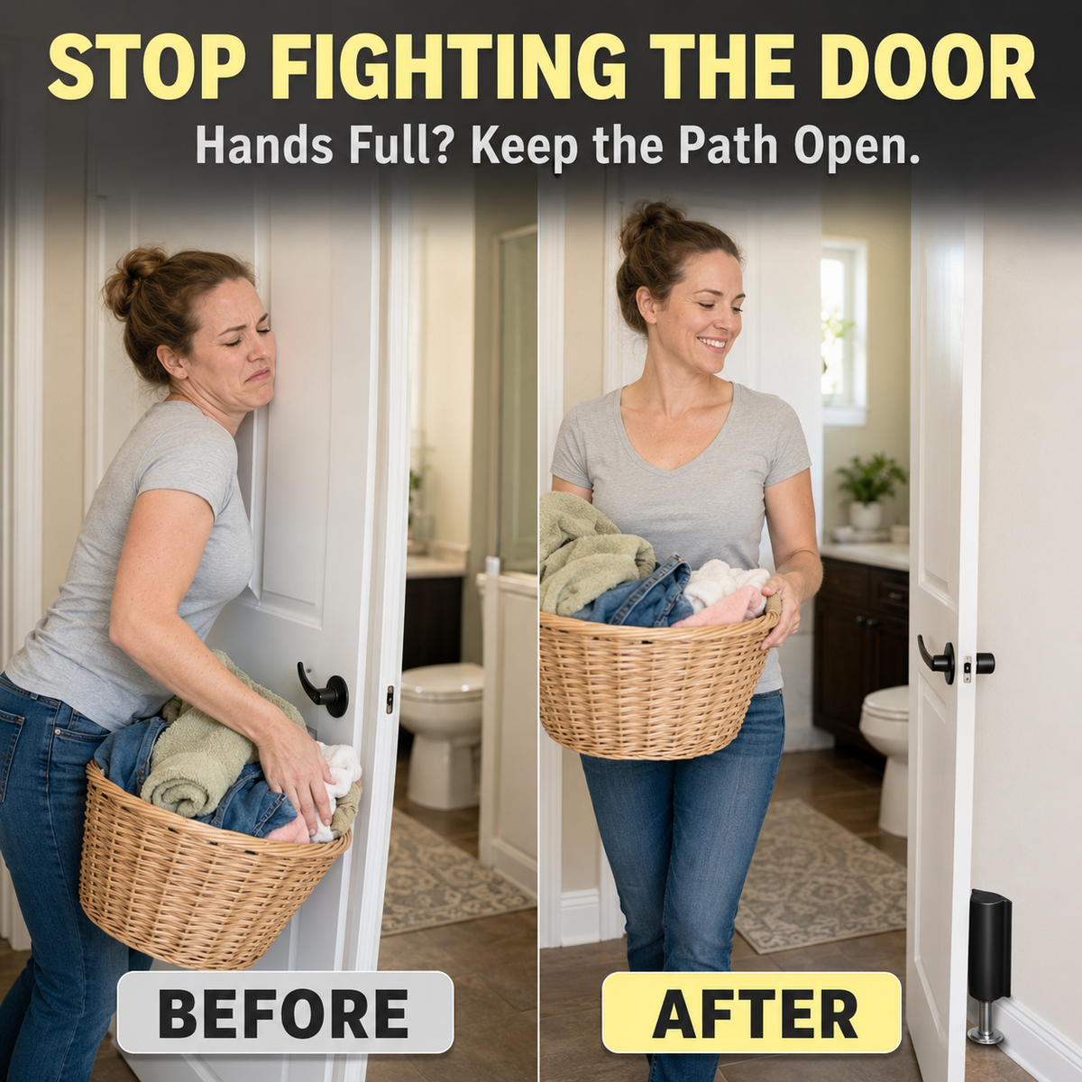 Sleek Magnetic Door Stopper | No-Drill 3M Adhesive Floor Catch for Home & Office