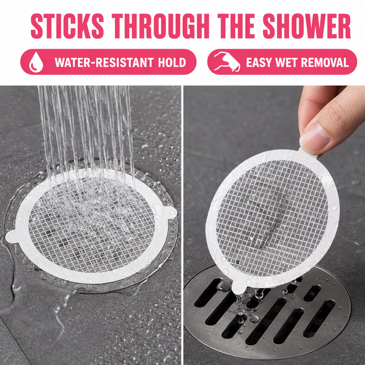 Disposable Shower Drain Hair Catcher Mesh Filter Sticker Anti-Clogging