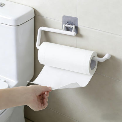 Self-Adhesive Paper Towel Holder Under Cabinet – No Drill Adhesive Paper Towel Rack for Kitchen & Bathroom – 11 Inch Wall Mount Roll Holder for Standard Rolls