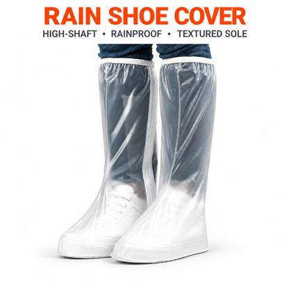 High-Shaft Waterproof Rain Shoe Covers Elastic Zipper Anti-Slip Transparent Reusable Overshoes