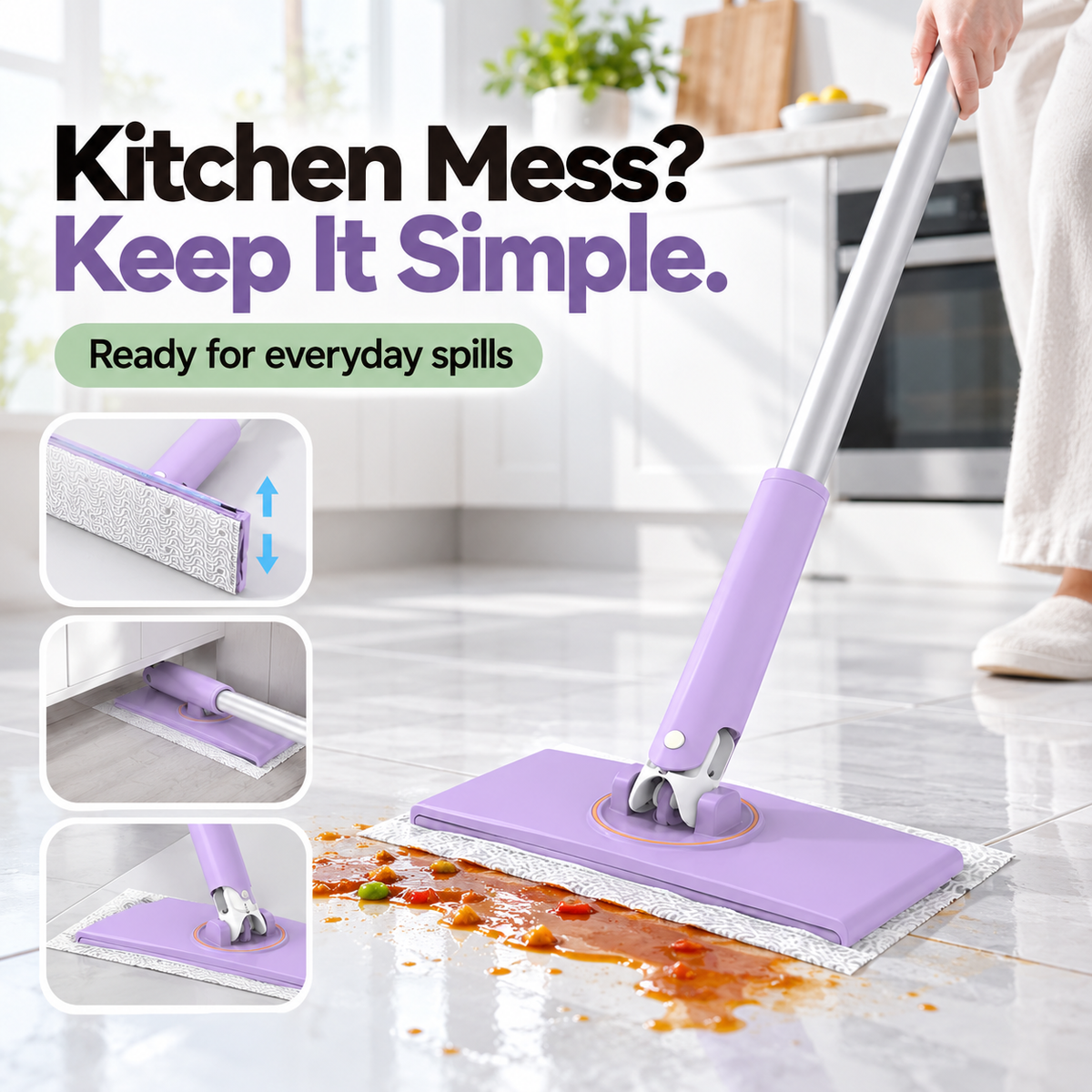 Ultra-Glide 360° Clip-On Mop | Electrostatic Dusting & Hands-Free Towel Release