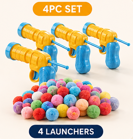Interactive Pom-Pom Cat Launcher | Quiet Indoor Chase & Exercise Toy