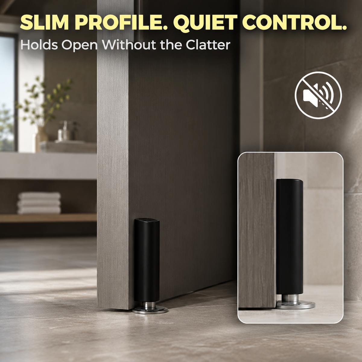 Sleek Magnetic Door Stopper | No-Drill 3M Adhesive Floor Catch for Home & Office