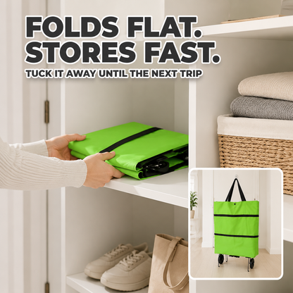 Portable Grocery Shopping Cart, Household Foldableable Carryable Shopping Bag, Lightweight Wheeled Trolley,