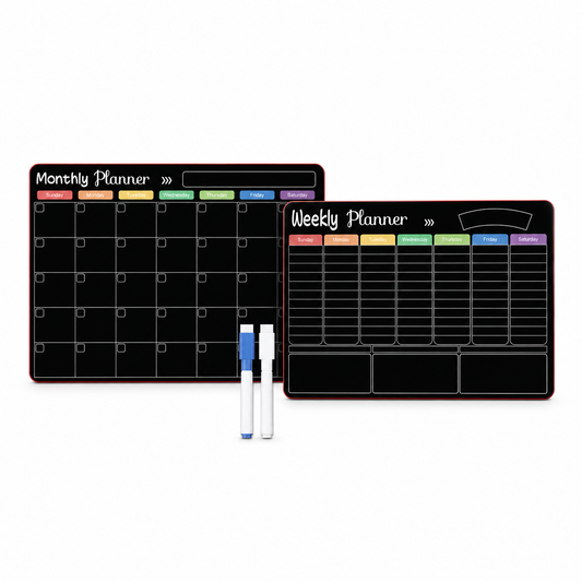 The Ultimate Reusable Black Magnetic Fridge Planner Set