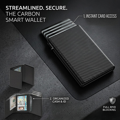 Premium RFID Anti-Theft Smart Wallet | Carbon Fiber Pop-Up Aluminum Card Holder for Men