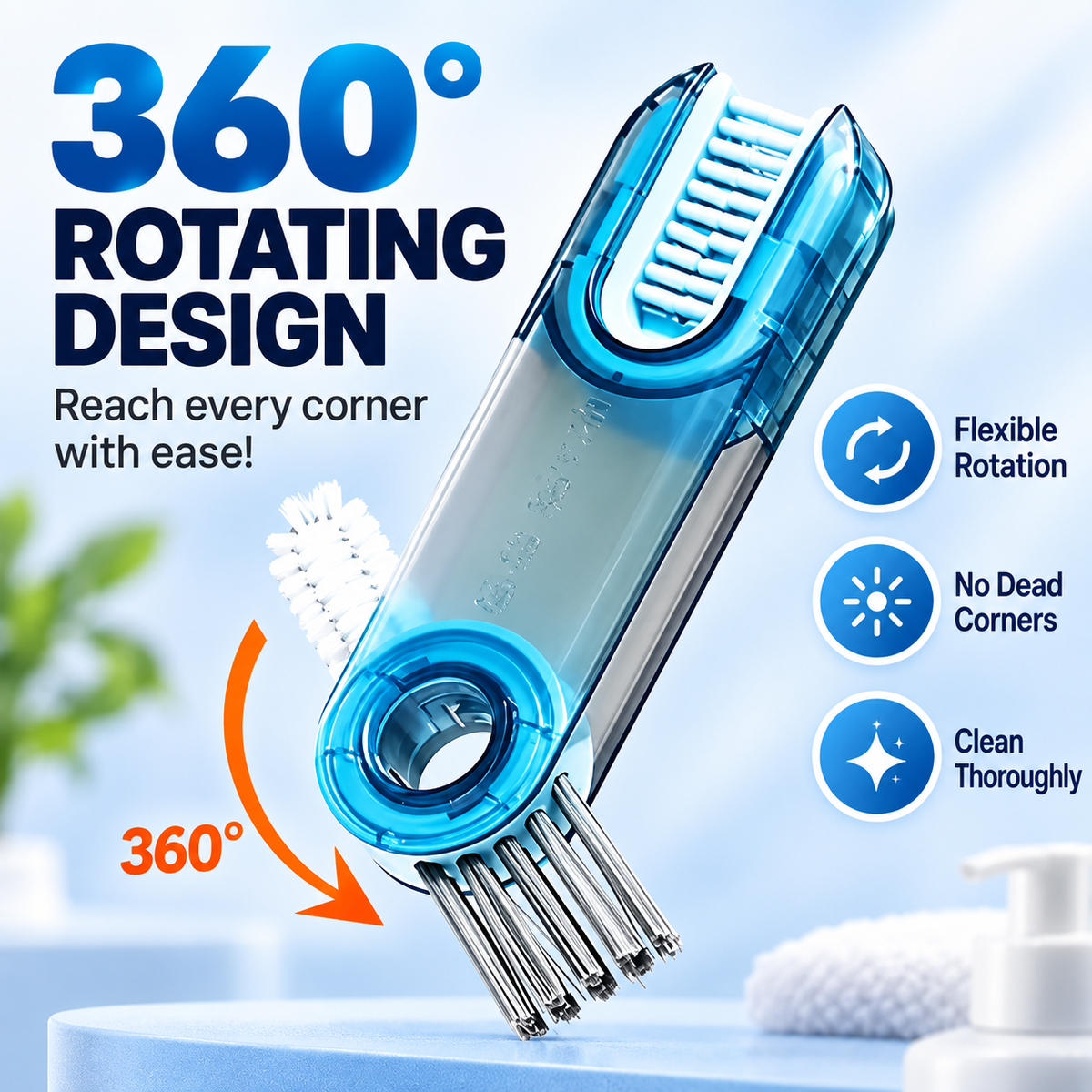 3-in-1 360° Bottle & Lid Cleaning Brush – Deep Clean Gaps, Grooves & Hard-to-Reach Corners