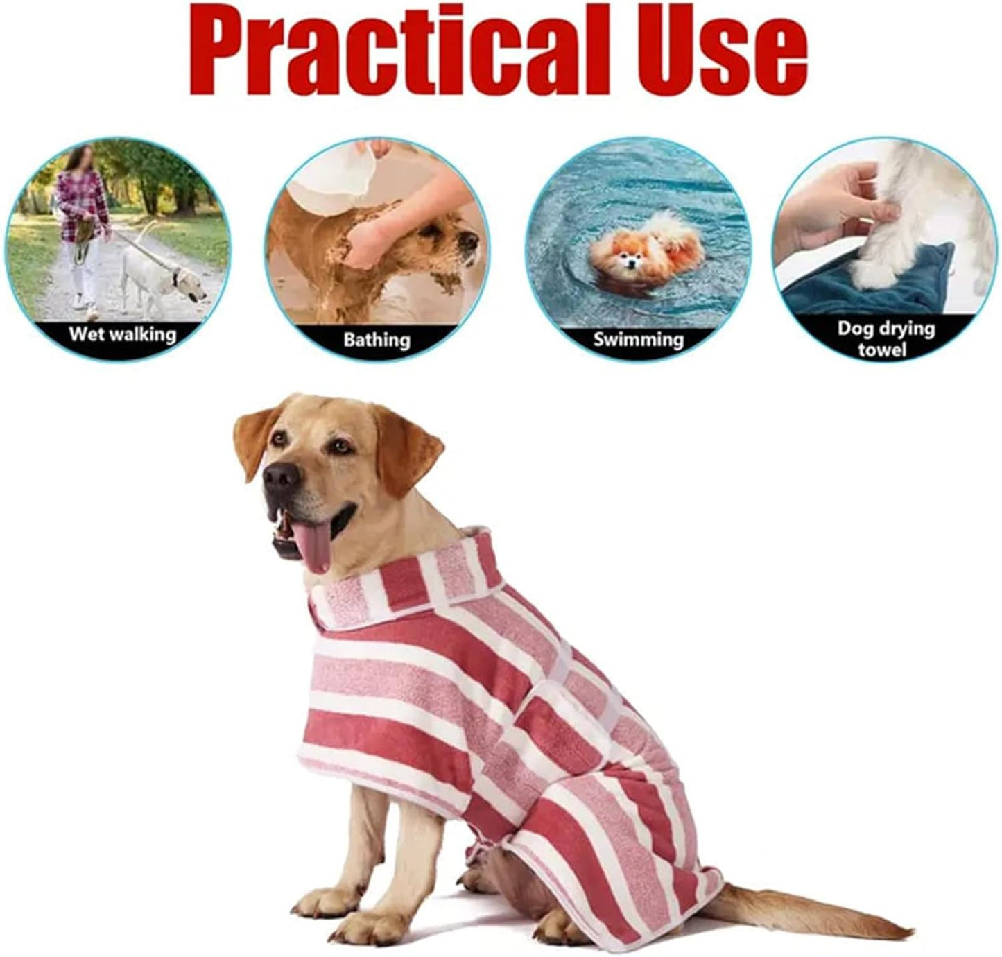 Super Absorbent Dog Bathrobe with Adjustable Fit