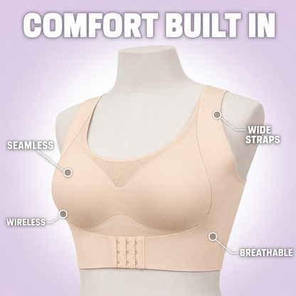 Front-Clasp Thin Seamless Bra for Posture Correction, Beauty Back, and Gathering Effect, Adjustable Bra Without Underwire, Women's Vest-Style Bra
