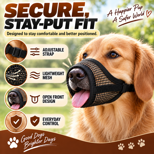 Breathable Adjustable Dog Muzzle – Comfortable Mesh Design for Walking, Training & Grooming