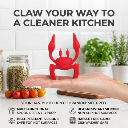 (𝙎𝙥𝙚𝙘𝙞𝙖𝙡 𝙋𝙧𝙤𝙢𝙤𝙩𝙞𝙤𝙣💖) The Crab Multitasking Spoon Rest & Pot Lid Riser | Mess-Free Kitchen Gadget