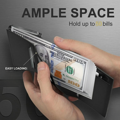 Premium RFID Anti-Theft Smart Wallet | Carbon Fiber Pop-Up Aluminum Card Holder for Men