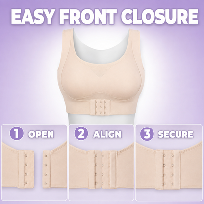 Front-Clasp Thin Seamless Bra for Posture Correction, Beauty Back, and Gathering Effect, Adjustable Bra Without Underwire, Women's Vest-Style Bra