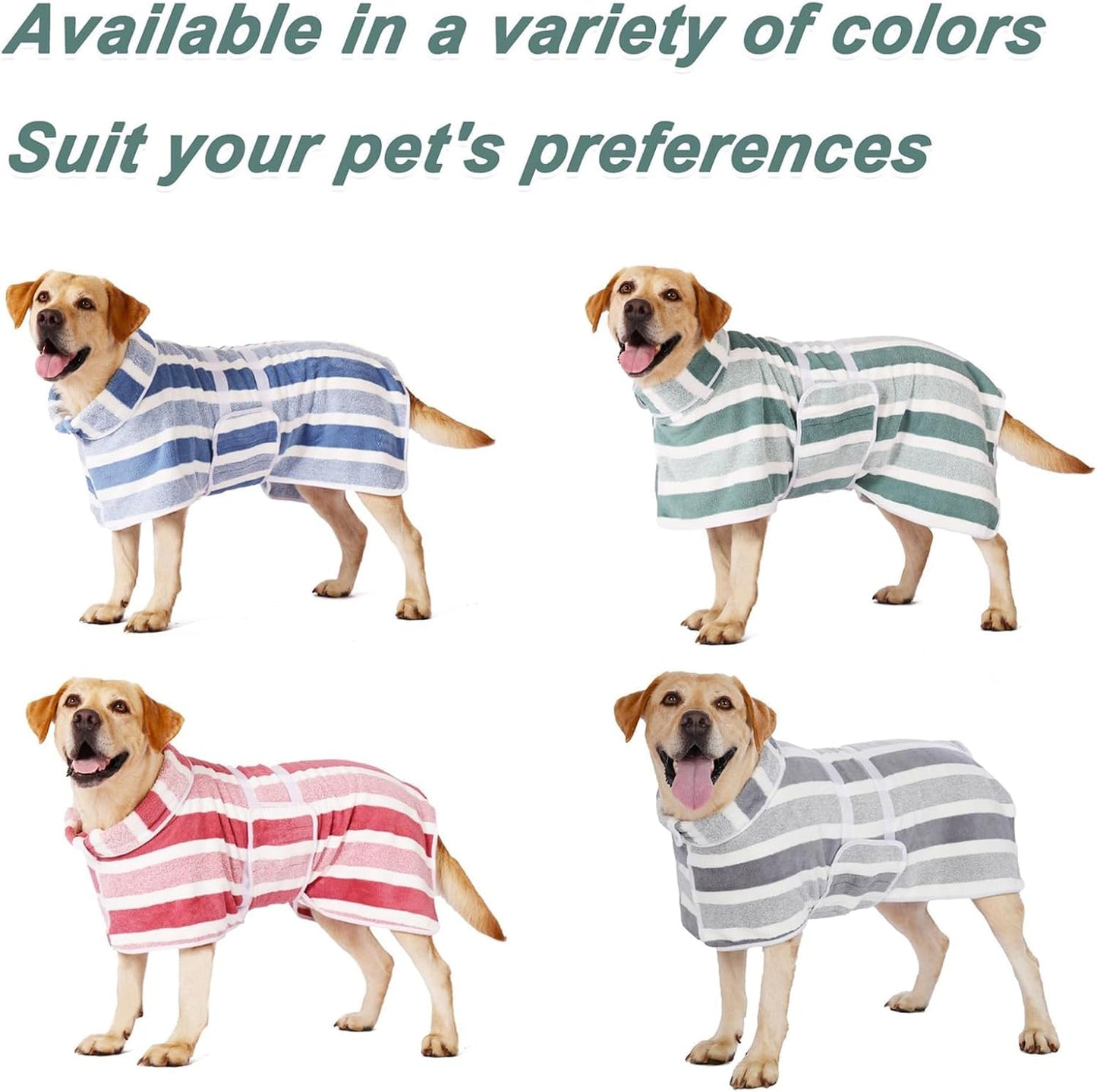 Super Absorbent Dog Bathrobe with Adjustable Fit