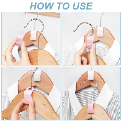 Space Saving Hanger - Clothes Connector Hooks, Stacking Space Saver, Plastic Closet Organizers and Storage Extender for Heavy Duty Cascading Connection