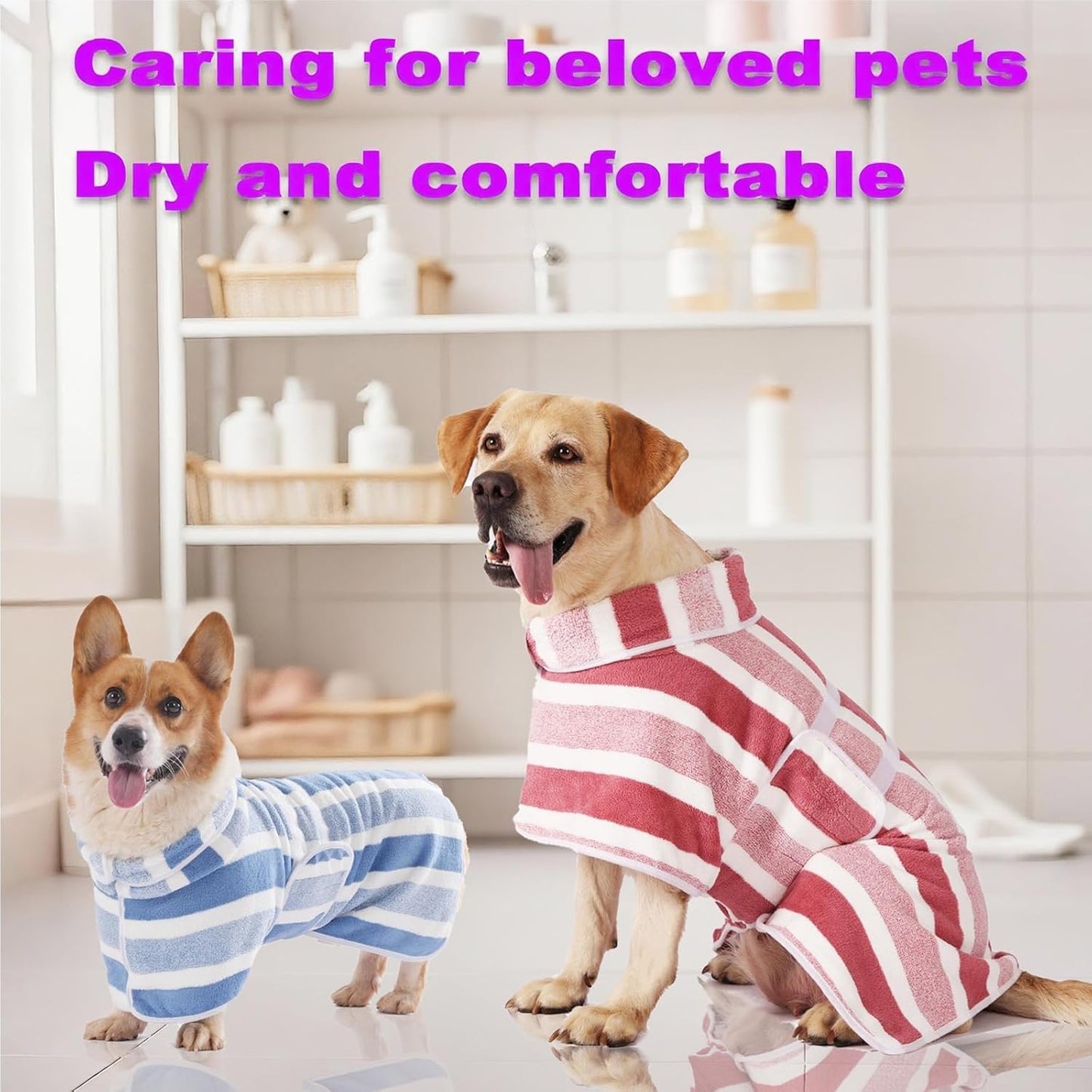 Super Absorbent Dog Bathrobe with Adjustable Fit