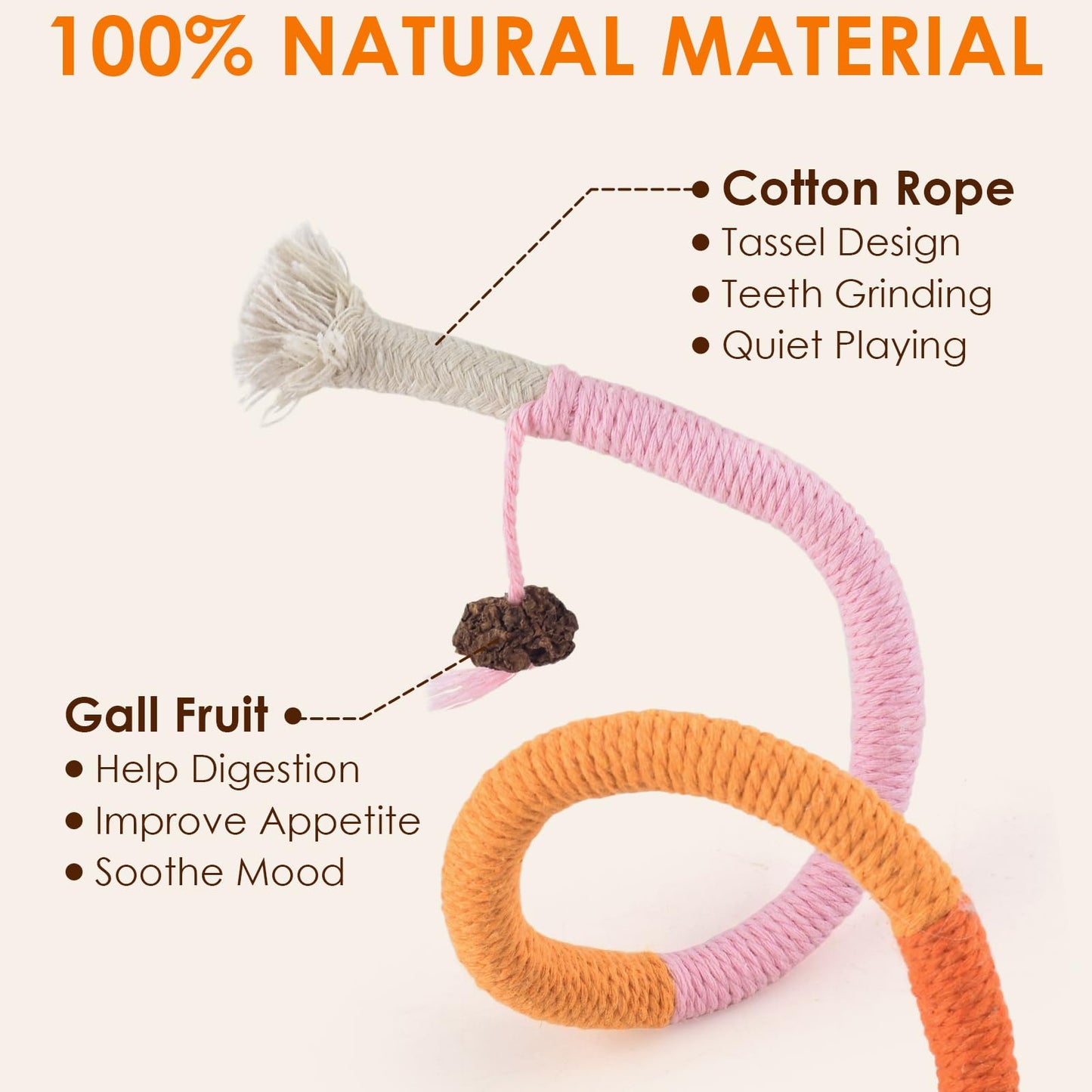Catnip Chew Rope Kicker Toy – 19.5in / 50cm, Teeth Cleaning for Cats