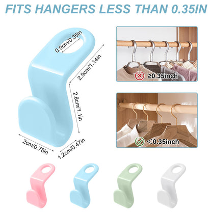 Space Saving Hanger - Clothes Connector Hooks, Stacking Space Saver, Plastic Closet Organizers and Storage Extender for Heavy Duty Cascading Connection