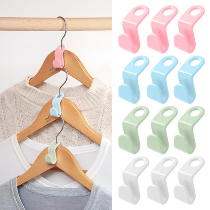 Space Saving Hanger - Clothes Connector Hooks, Stacking Space Saver, Plastic Closet Organizers and Storage Extender for Heavy Duty Cascading Connection