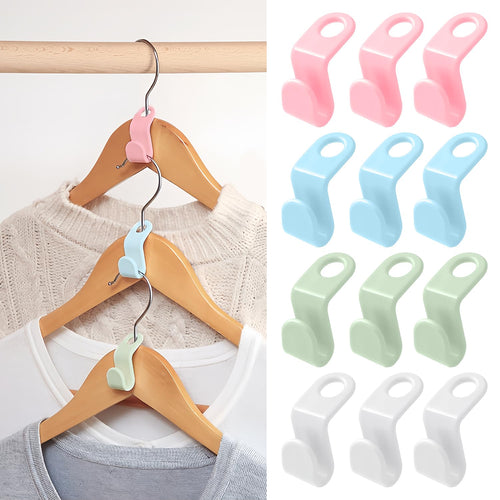 Space Saving Hanger - Clothes Connector Hooks, Stacking Space Saver, Plastic Closet Organizers and Storage Extender for Heavy Duty Cascading Connection