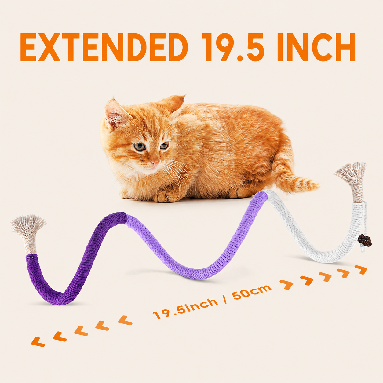 Catnip Chew Rope Kicker Toy – 19.5in / 50cm, Teeth Cleaning for Cats