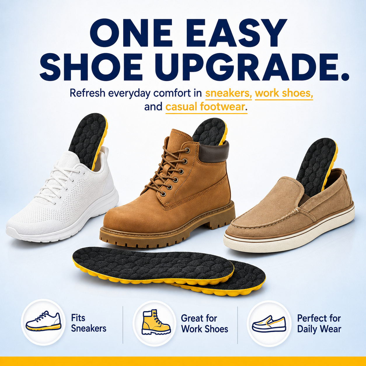 3-Layer Rebound Comfort Insoles for Everyday Shoes