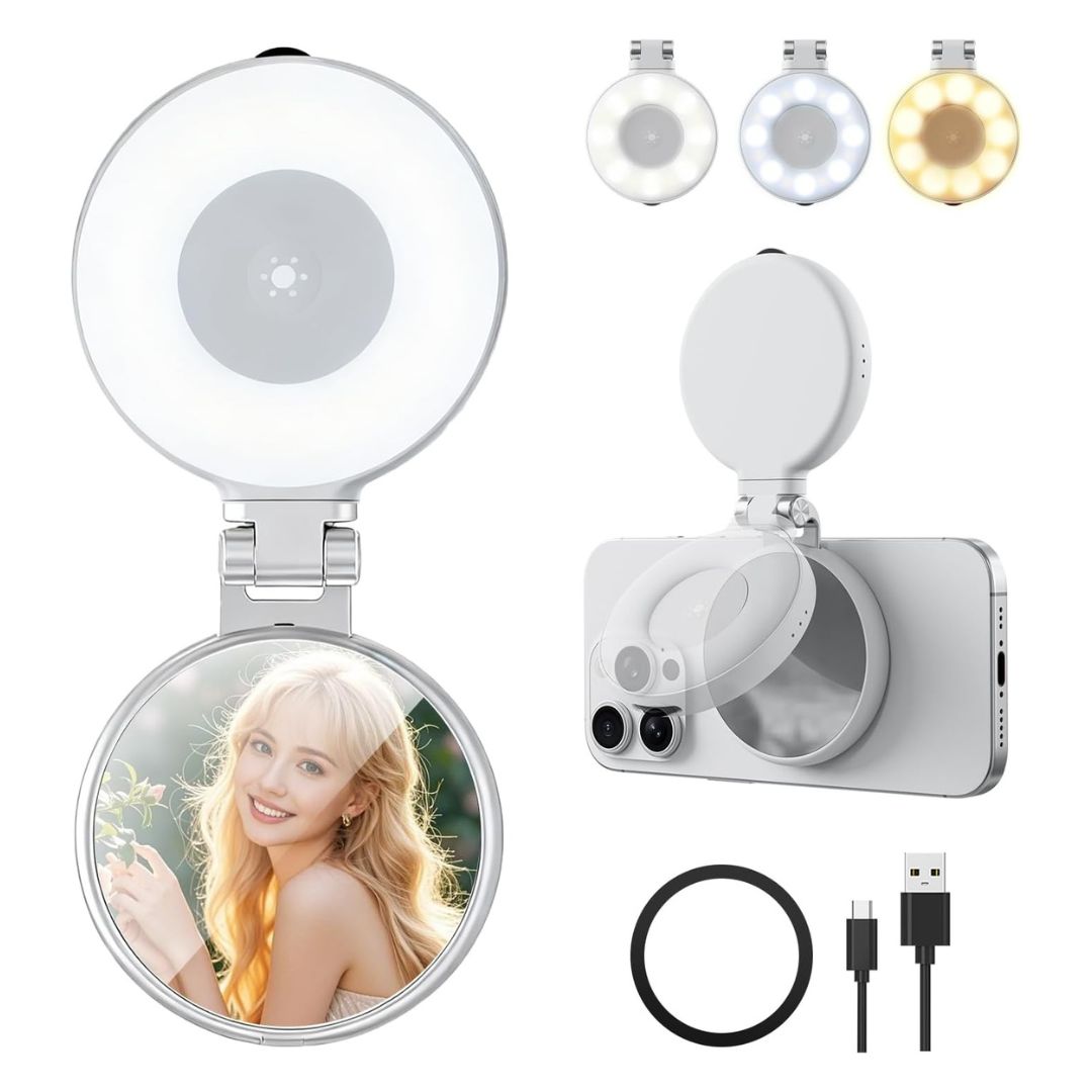 Portable Magnetic Selfie Light for Brighter Photos, Vlogs & Livestreams
