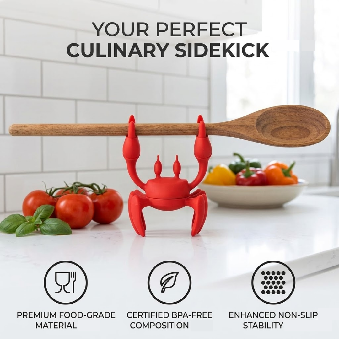 (𝙎𝙥𝙚𝙘𝙞𝙖𝙡 𝙋𝙧𝙤𝙢𝙤𝙩𝙞𝙤𝙣💖) The Crab Multitasking Spoon Rest & Pot Lid Riser | Mess-Free Kitchen Gadget