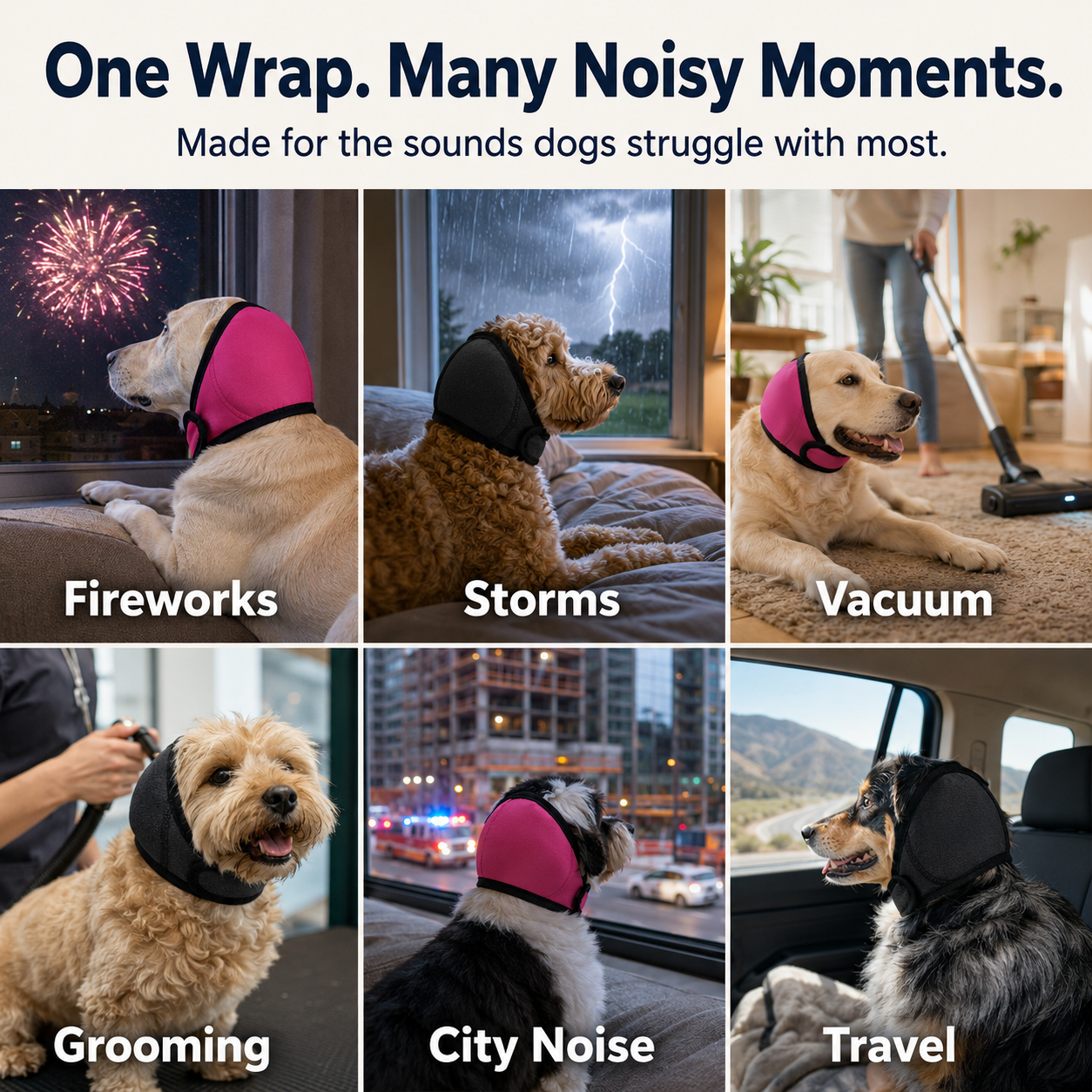 Dog Calming Hoodie Ear Wraps for Dogs, Waterproof Dogs Swim Cap, Pet Ear Cover Muffs for Anxiety Relief Noise Cancelling, Doggy Head Warp Ear Protection for Hematoma Fireworks Bath Swim Blow（Grey)
