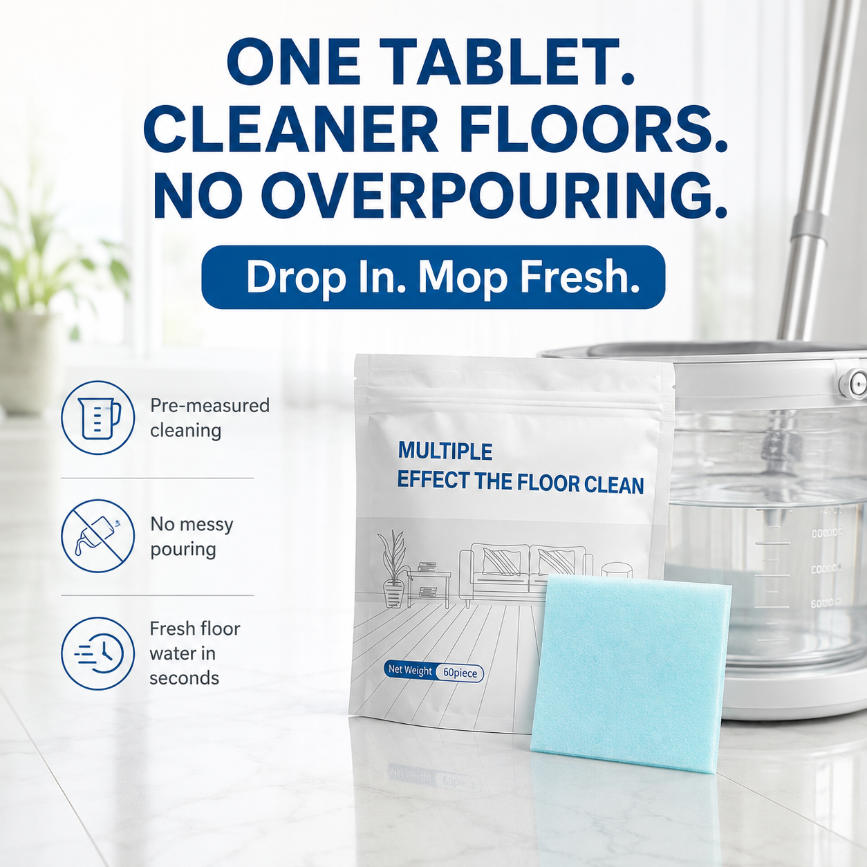 100pcs Multi-Surface Floor Cleaning Tablets – Antibacterial & Fresh