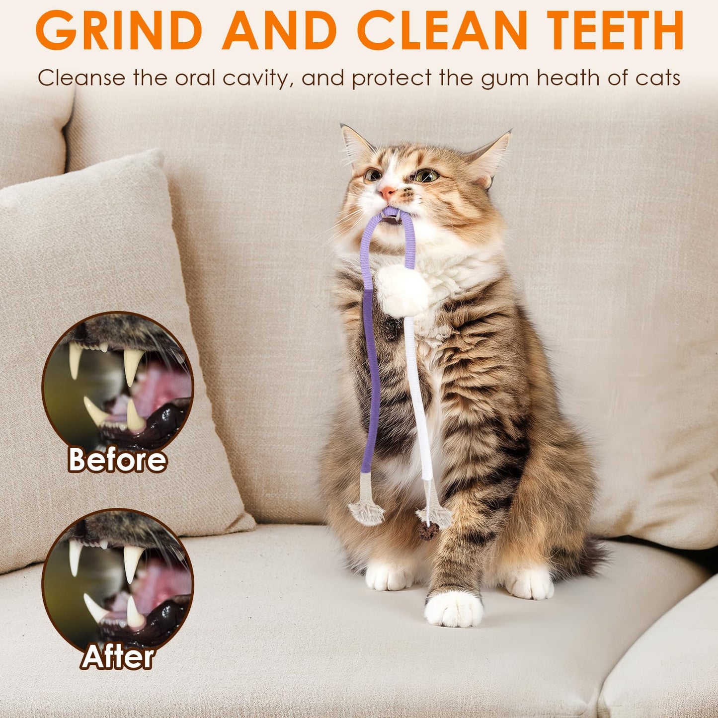 Catnip Chew Rope Kicker Toy – 19.5in / 50cm, Teeth Cleaning for Cats