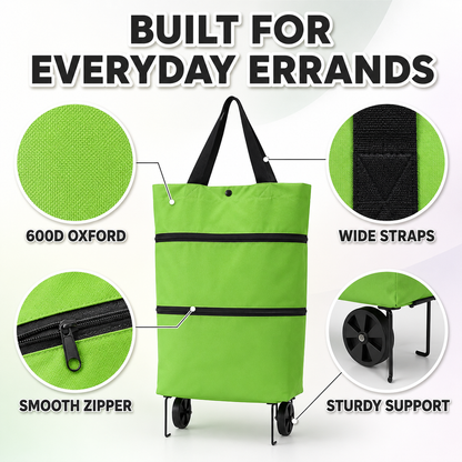 Portable Grocery Shopping Cart, Household Foldableable Carryable Shopping Bag, Lightweight Wheeled Trolley,